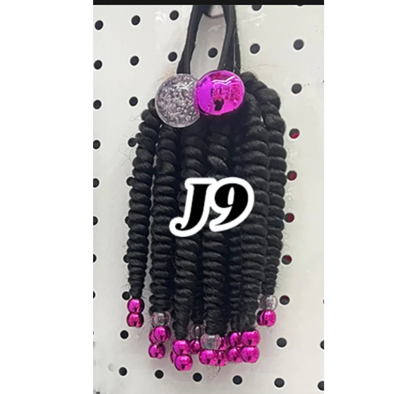 Custome- Braded Ponytails for Kids 8in Kids Box Braid Ponytail Hair Extension Synthetic with Big Bubbles Balls Peaceful Pleasures Health and Wellness J9