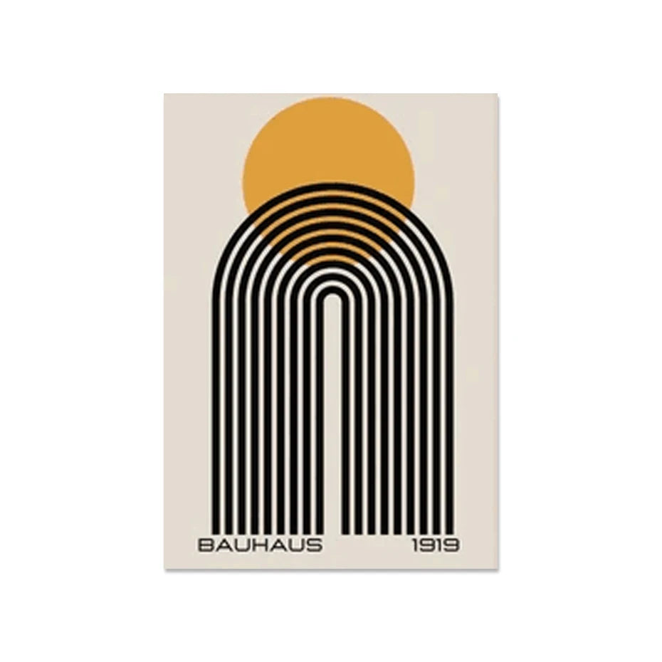 Mid Century Modern Bauhaus Geometric Canvas Wall Art Print