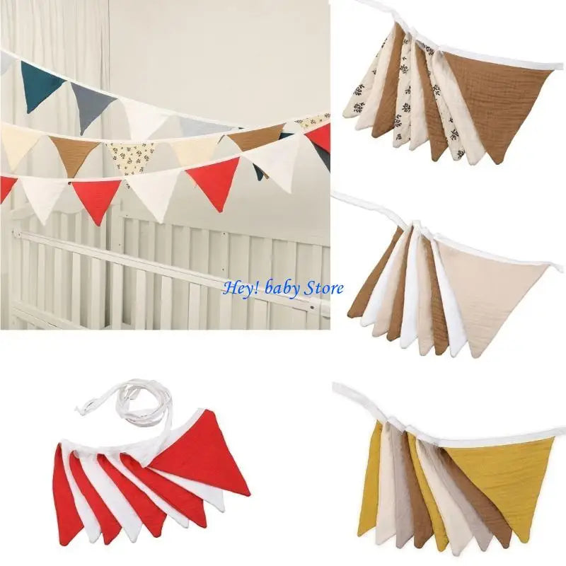 Cotton Triangle Bunting Banner – Baby Shower & Nursery Decor