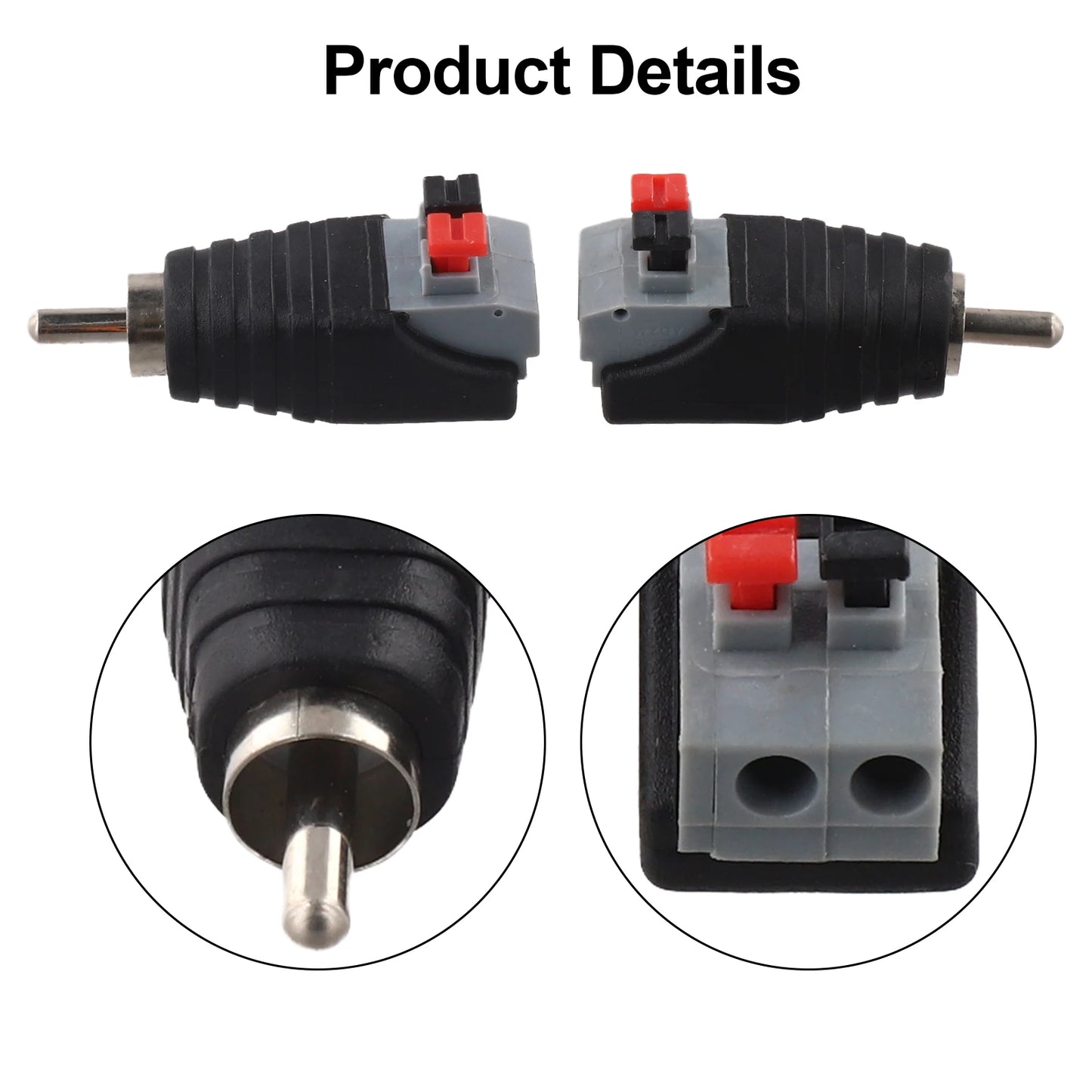 Speaker Wire V Cable Audio Male RCA Connector Adapter Quick Press