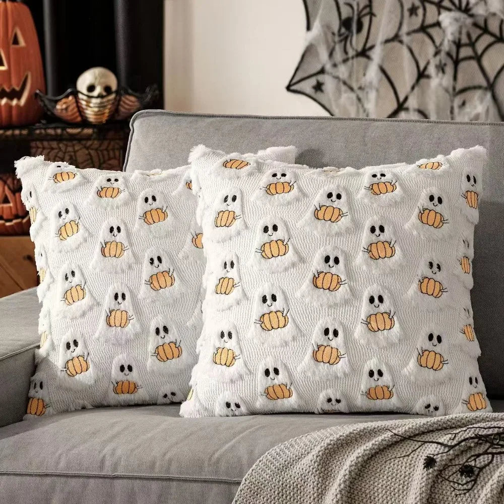 Halloween Ghost & Pumpkin Throw Pillow Cover 45x45cm