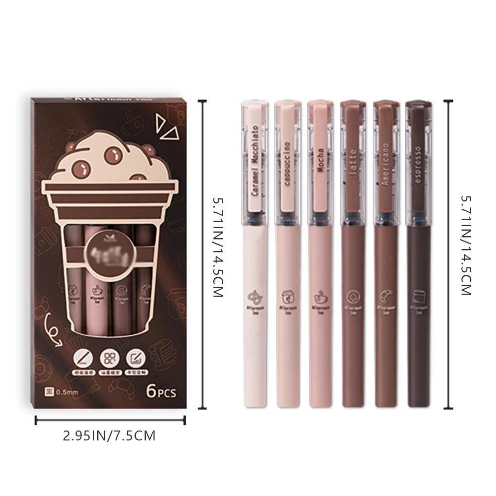 Coffee Themed Liquid Quick Drying Gel Pens Anti Smudging Soft Pen