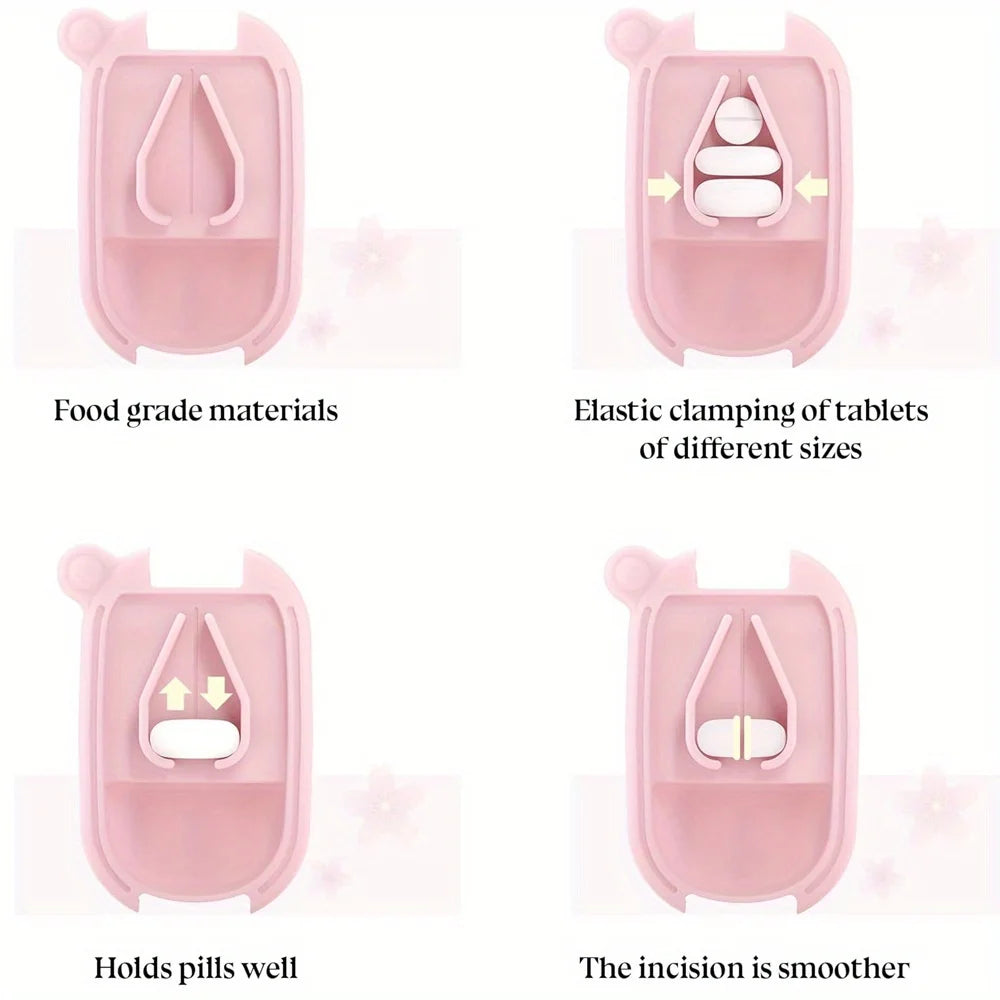 Small Pill Cutters Splitter for Small & Tiny Pills Portable Pill Crusher for Large Pills with Sharp Safe Blad Washable Pill Box Peaceful Pleasures Health and Wellness