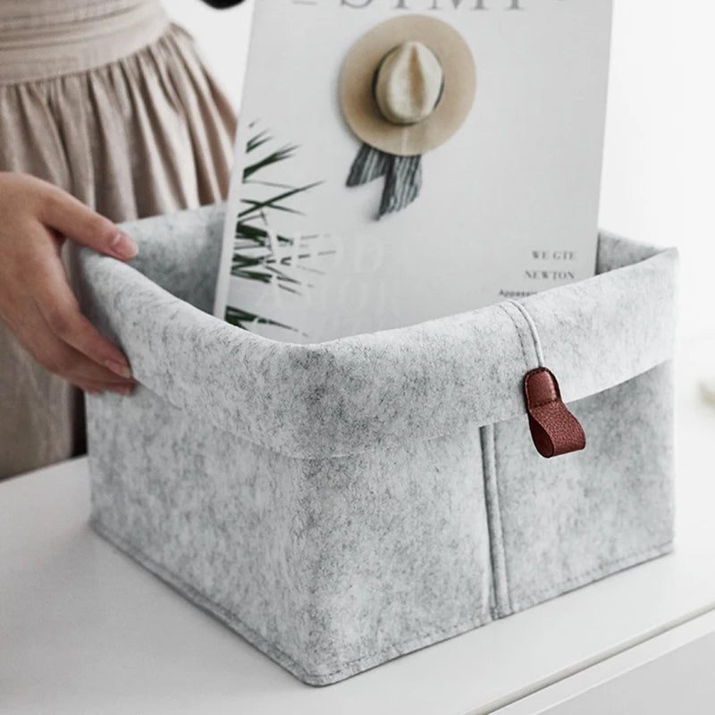 Various Clothes Felt Storage Baskets Home Bathroom Laundry Bucket Office Sundries Box Toy Storage Box Dormitory Underwear Storag Peaceful Pleasures Health and Wellness Light Grey
