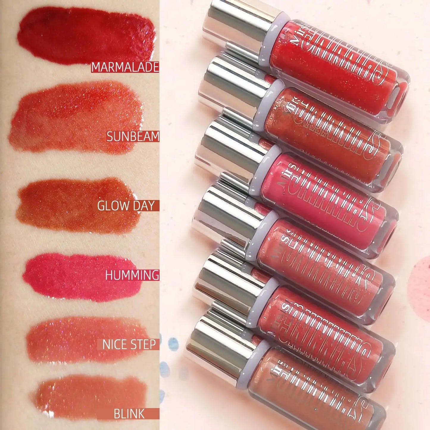Mirsist 6-Color Shimmer Lip Gloss Set – Hydrating & Waterproof