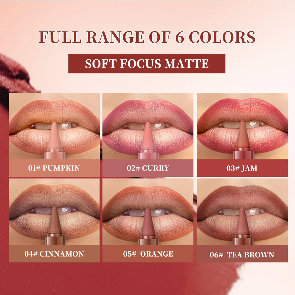 QIBEST Matte Lip Liner & Tint – Waterproof Nude Brown Contour