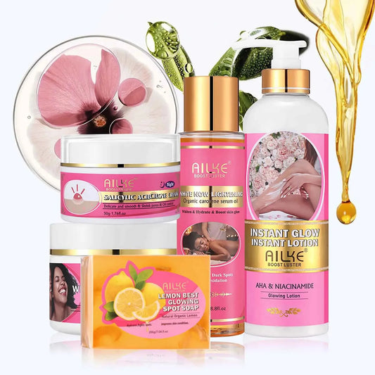 AILKE AHA Organic Skin Brightening Set | 6-Piece Glow Kit Skin Brightening Set Peaceful Pleasures Health and Wellness