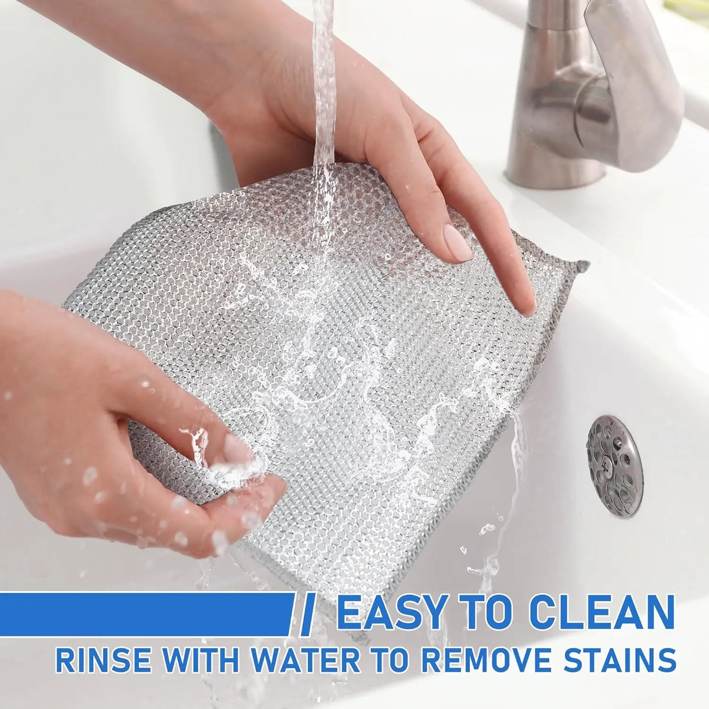 Non-Scratch Steel Wool Dishcloth - Multi-Use Kitchen Scrubbers, Durable Cleaning Pads for Wet & Dry Use White Peaceful Pleasures Health and Wellness