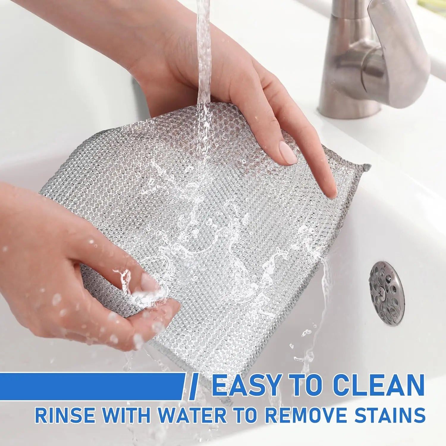 Non-Scratch Steel Wool Dishcloth - Multi-Use Kitchen Scrubbers, Durable Cleaning Pads for Wet & Dry Use White Peaceful Pleasures Health and Wellness