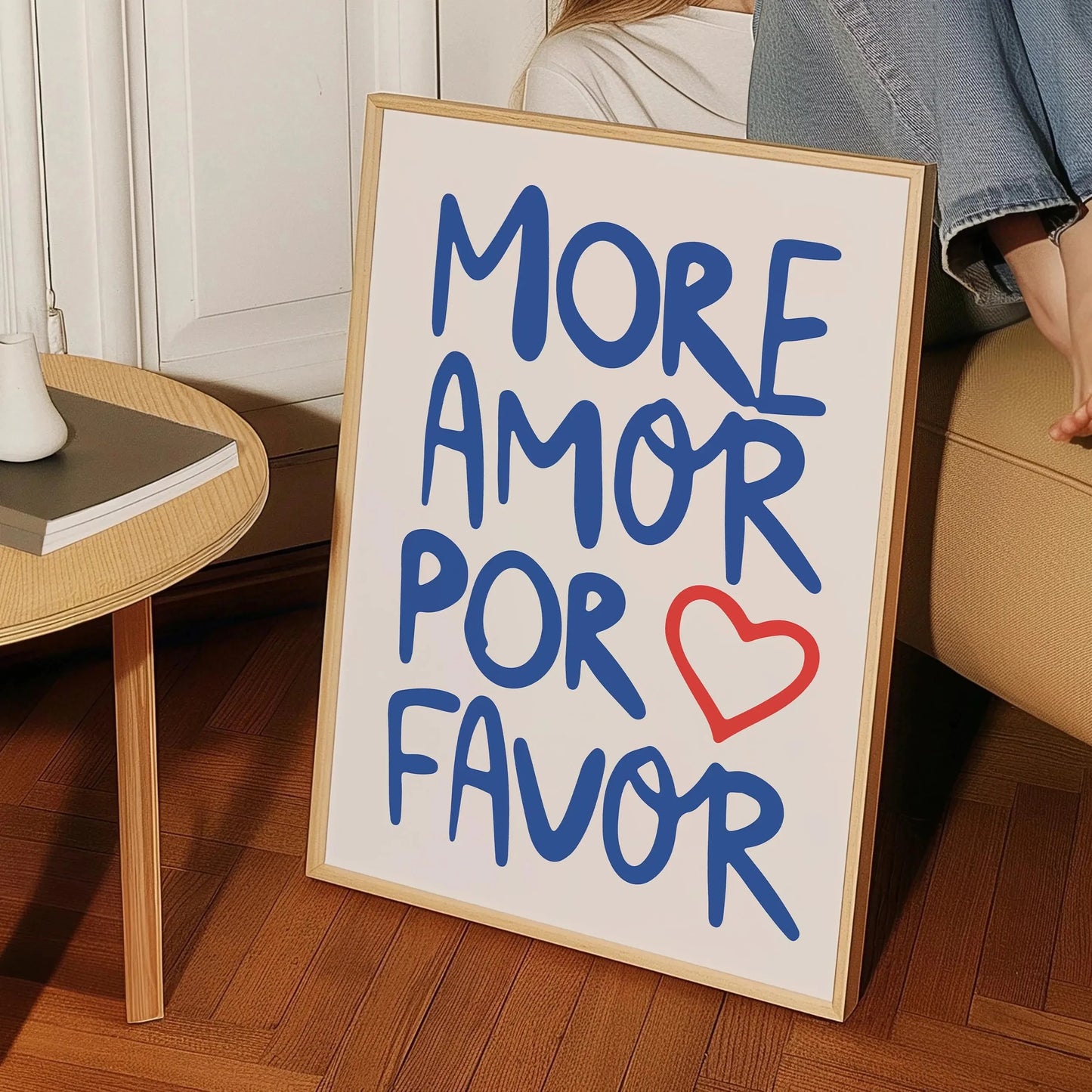 Más Amor Por Favor Love Quote Canvas Wall Art | Pink Blue