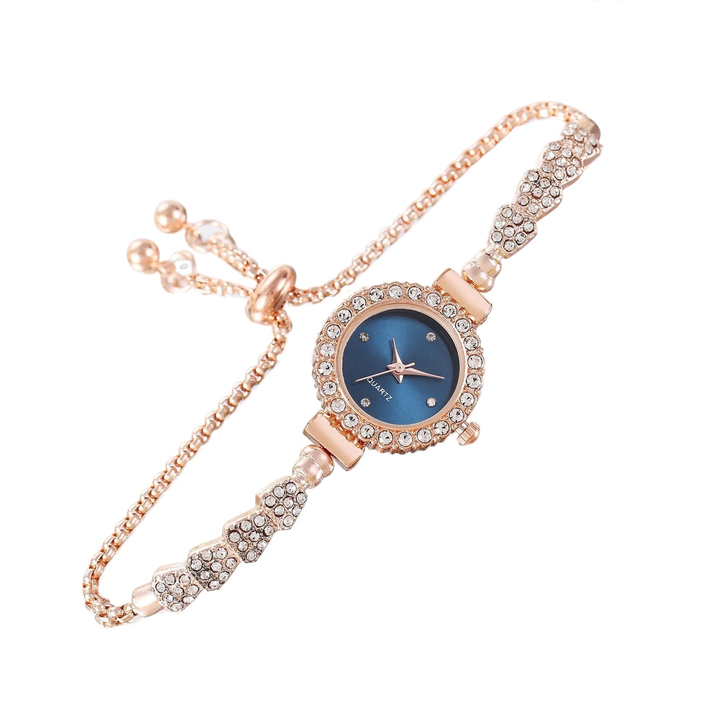 Women's Diamond Watches Bracelet Round Dial Chain Link Bracelet Analog Bangle Wrist Watch eting and Dating Office Peaceful Pleasures Health and Wellness Blue