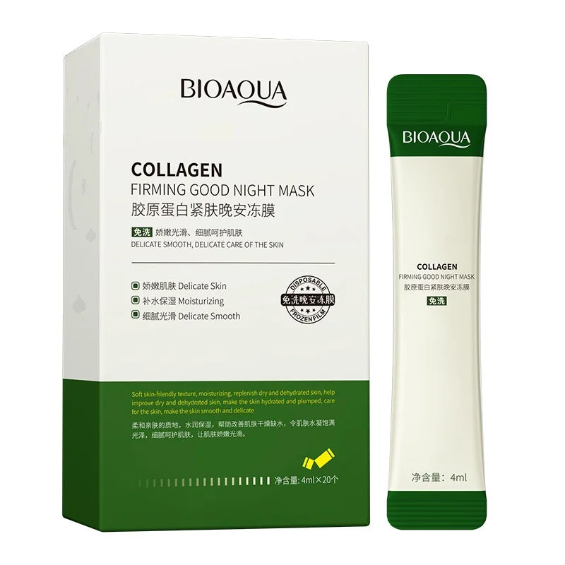 30pcs BIOAQUA Collagen Sleeping Facial Masks skincare Moisturizing Brightening Firming Face Mask Peaceful Pleasures Health and Wellness 20pcs(box)