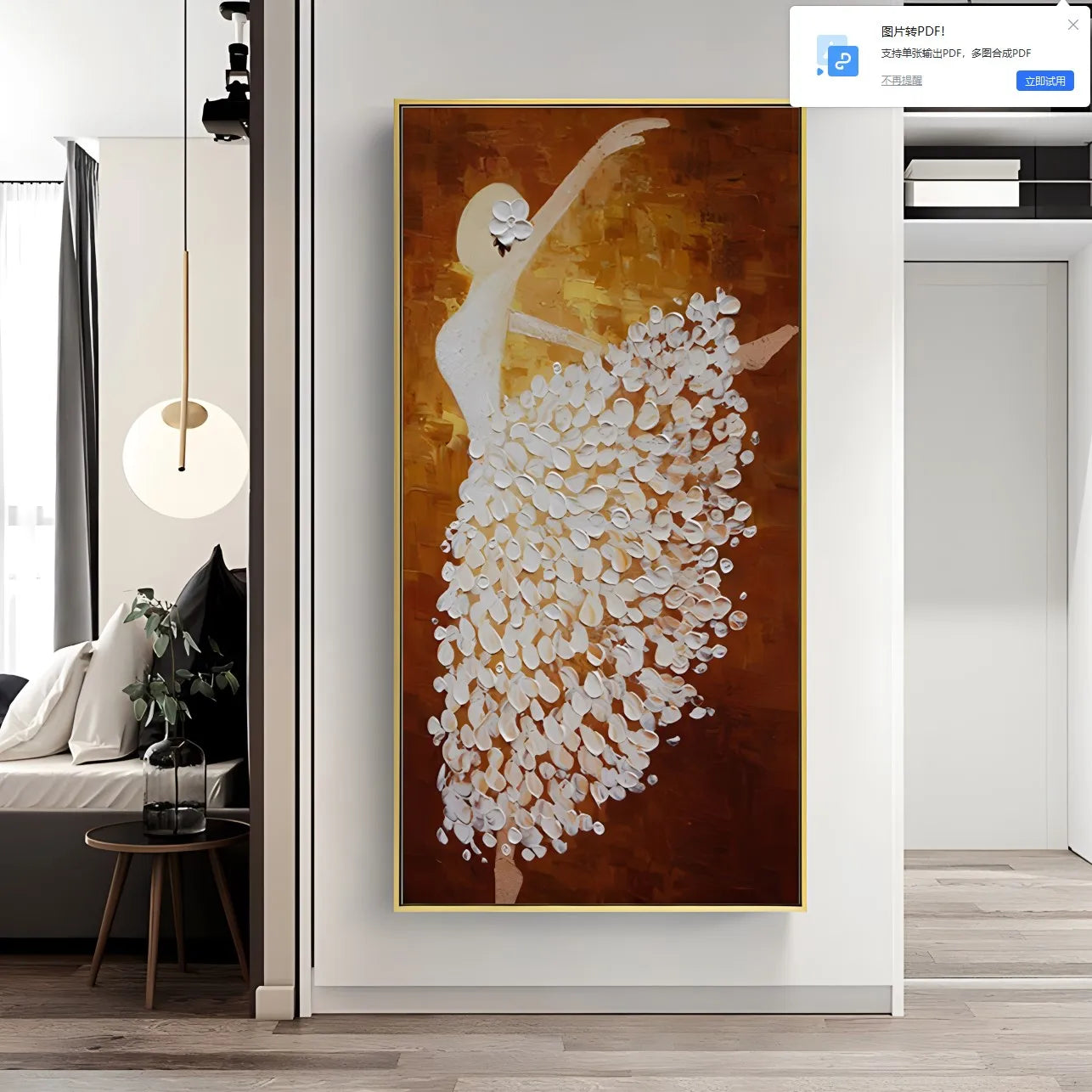 Ballet Dancer Hand Painted Abstract Palette Knife Painting on Canvas, Modern Wall Art for Living Room, Home Decoration Peaceful Pleasures Health and Wellness