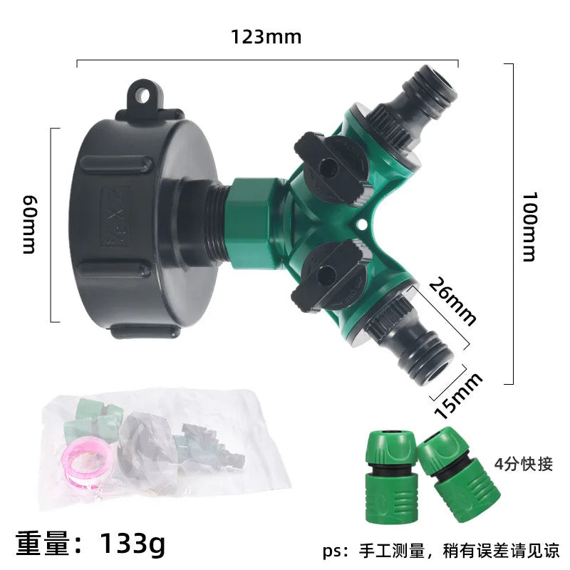2-Way Y-Shape Garden Hose Splitter with Switch | Pipe Adapter