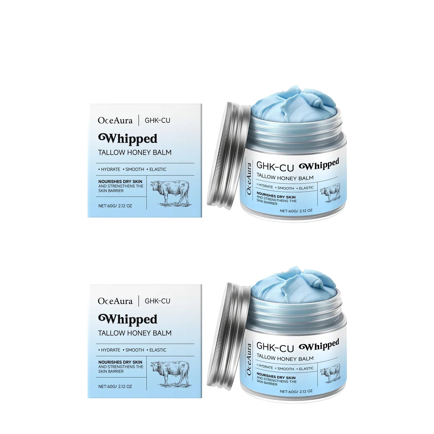 OceAura Copper Peptides Beef Tallow Honey Moisturizer Cream 60g