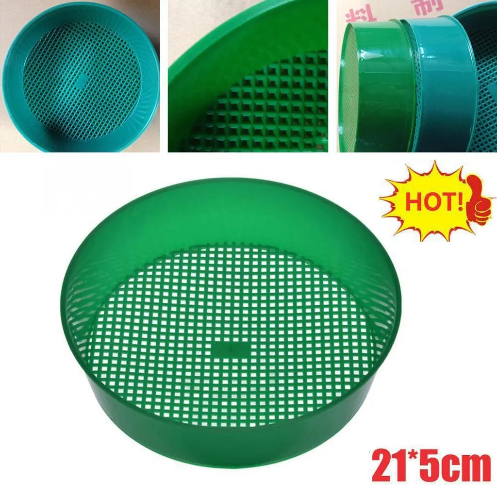Plastic Garden Sieve Home Garden Tool Fine Mesh Soil Sieve Mining Sand Sifter Potting Sieve for Plant Soil Stone Sifting Peaceful Pleasures Health and Wellness Green