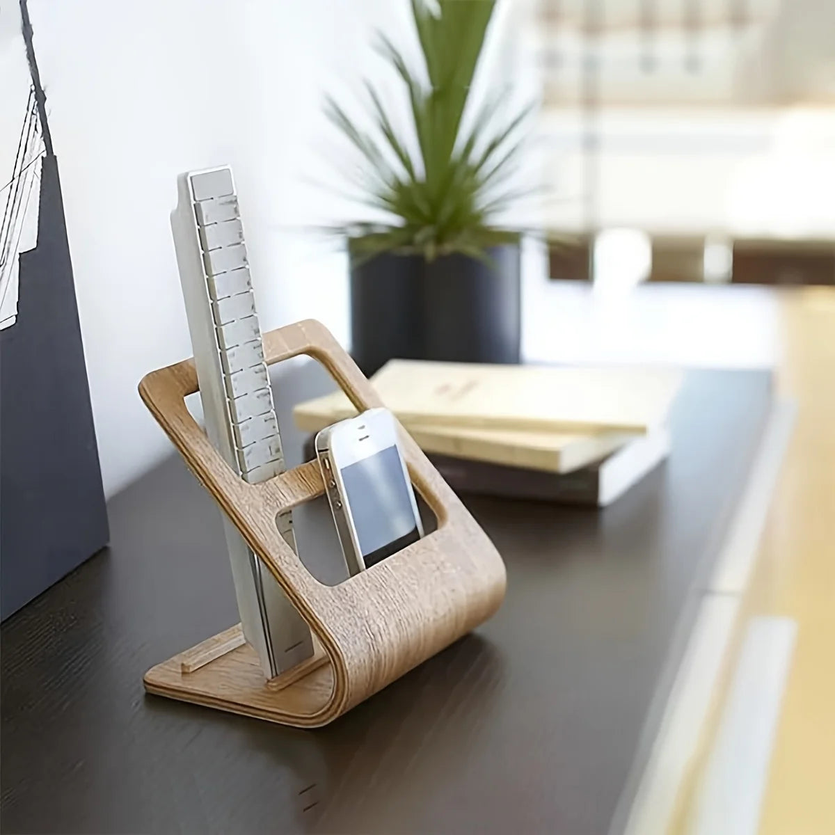 Home Remote Holder, Wooden Remote Control Holder, No Assembly Remote Caddy with 2-Slot Media Organizer for Home Living Room Peaceful Pleasures Health and Wellness