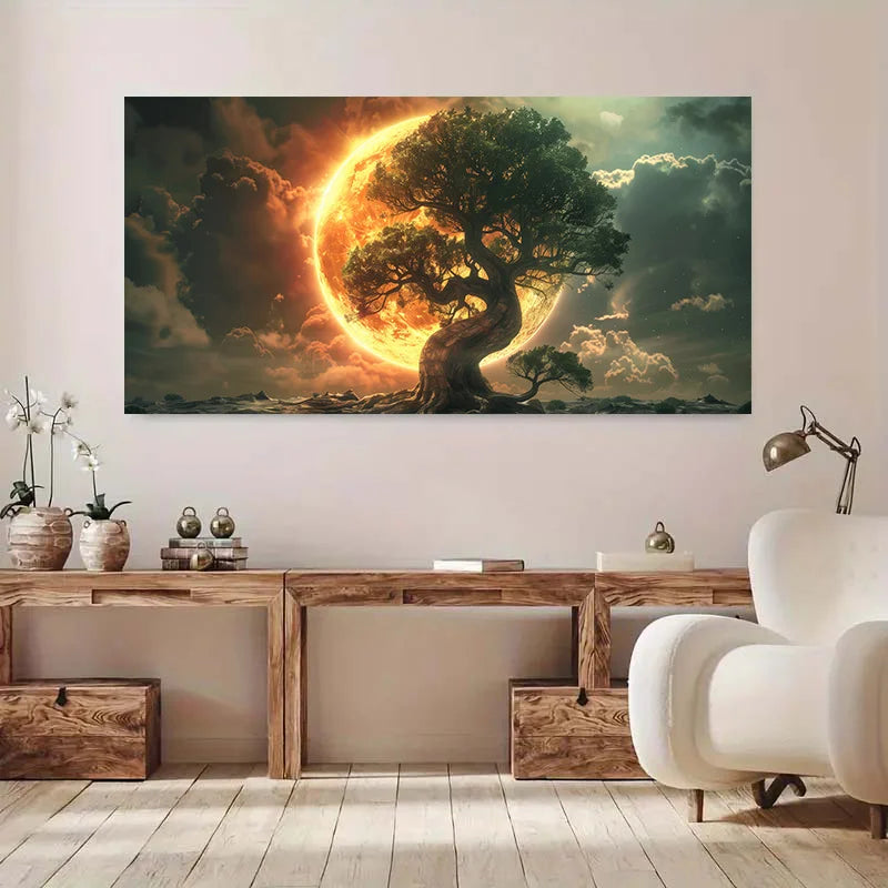 1pc Tree of Life Canvas Art Print, Frameless Modern Wall Art Decor, for Living Room, Bedroom, Dining Room, Bedroom Wall Art Peaceful Pleasures Health and Wellness
