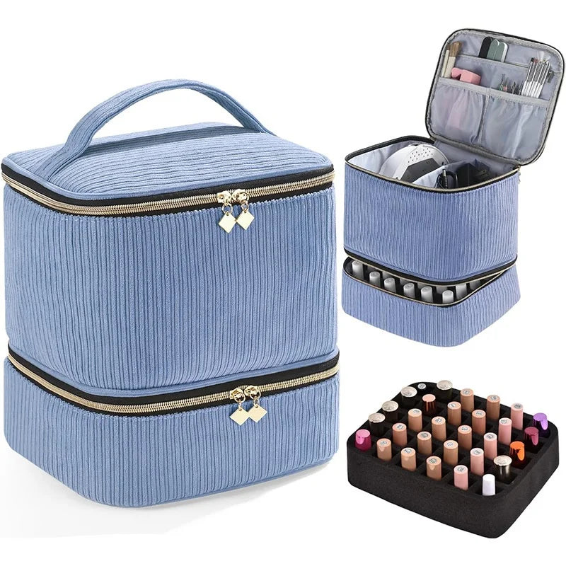 Nail Polish Organizer – 30-Bottle Double Layer Storage Bag