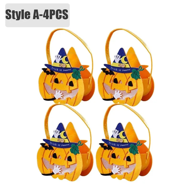 Halloween Felt Pumpkin Trick or Treat Bags with Handle | 1-6 Pack