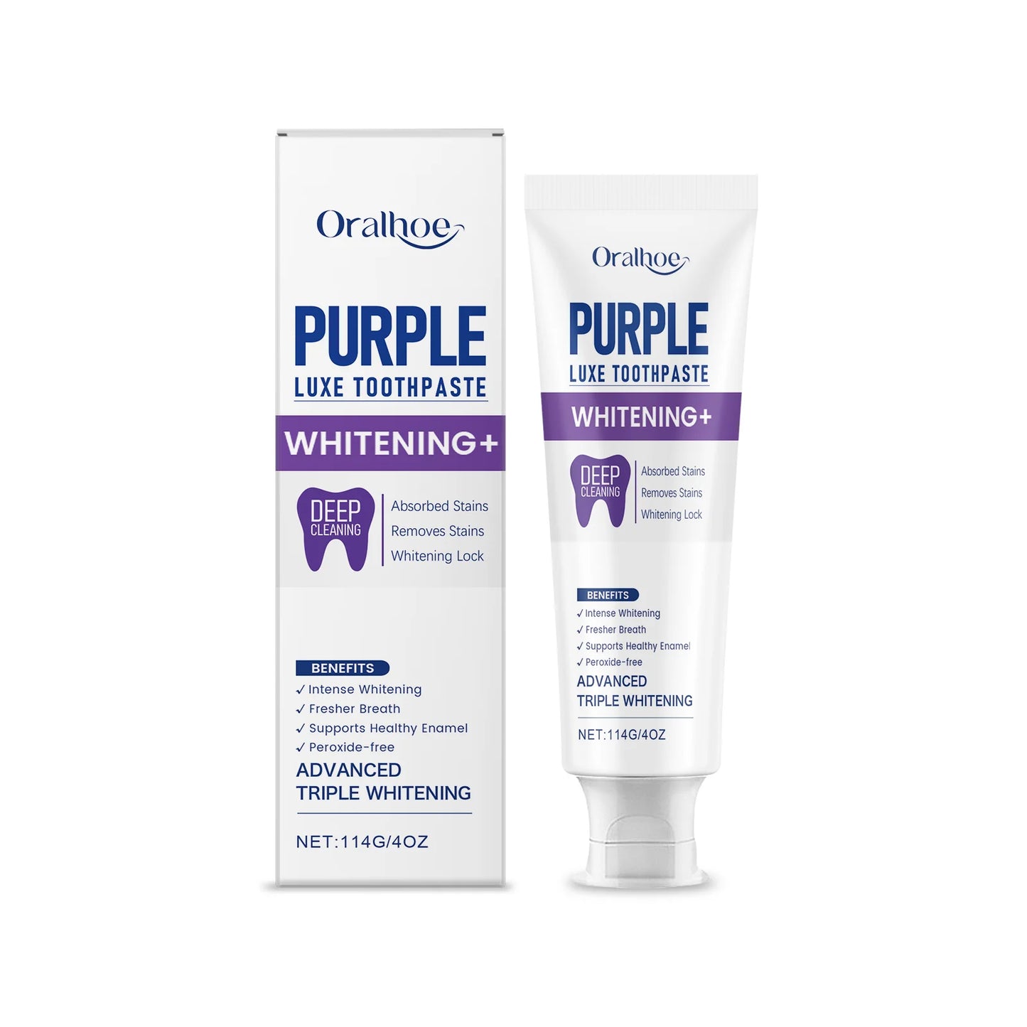 Teeth Whitening Toothpaste Deep Clean Dental Bleaching Remove Plaque Stain Lasting Fresh Breath Protect Tooth Enamel Oral Care Peaceful Pleasures Health and Wellness 114g boxed