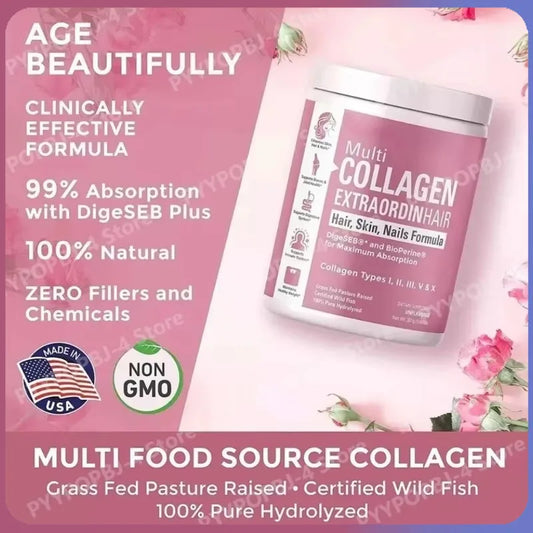 Multi Collagen Peptides Powder Types I II III V X | 301g Collagen Supplement Powder Peaceful Pleasures Health and Wellness