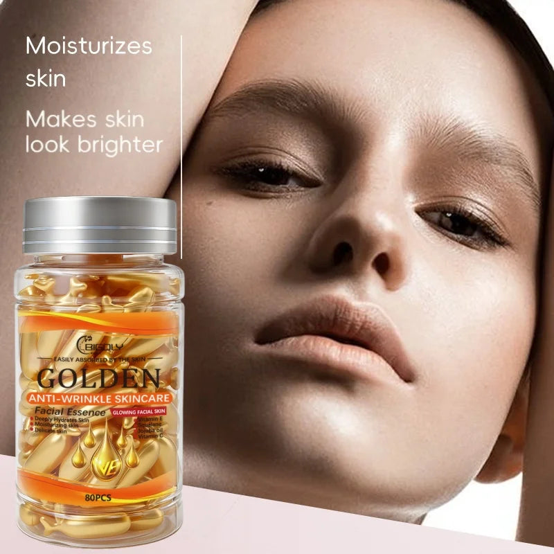 Anti-Wrinkle Face Serum Capsules – Vitamin C, E & Squalane 80ct