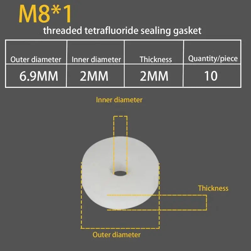 PTFE Air Seal Washers M8 M10 M12 – 10/100 Pack O-Ring Gaskets