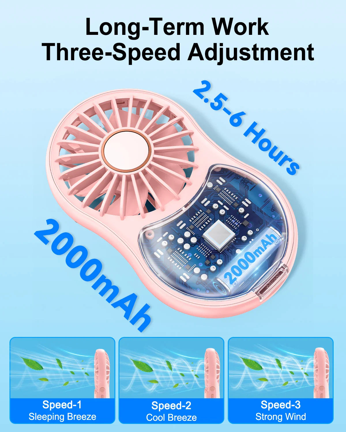 URGGU Mini Pocket Fan with Mirror & Light | USB-C Rechargeable