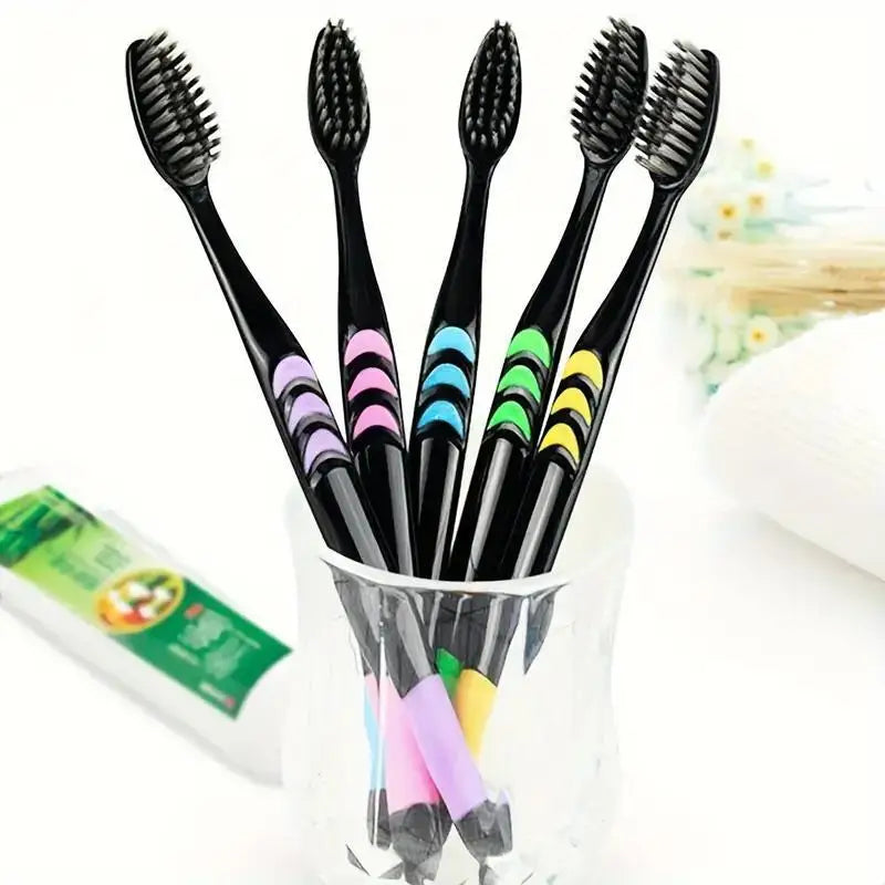 10-Pack Bamboo Charcoal Ultra-Soft Adult Toothbrushes