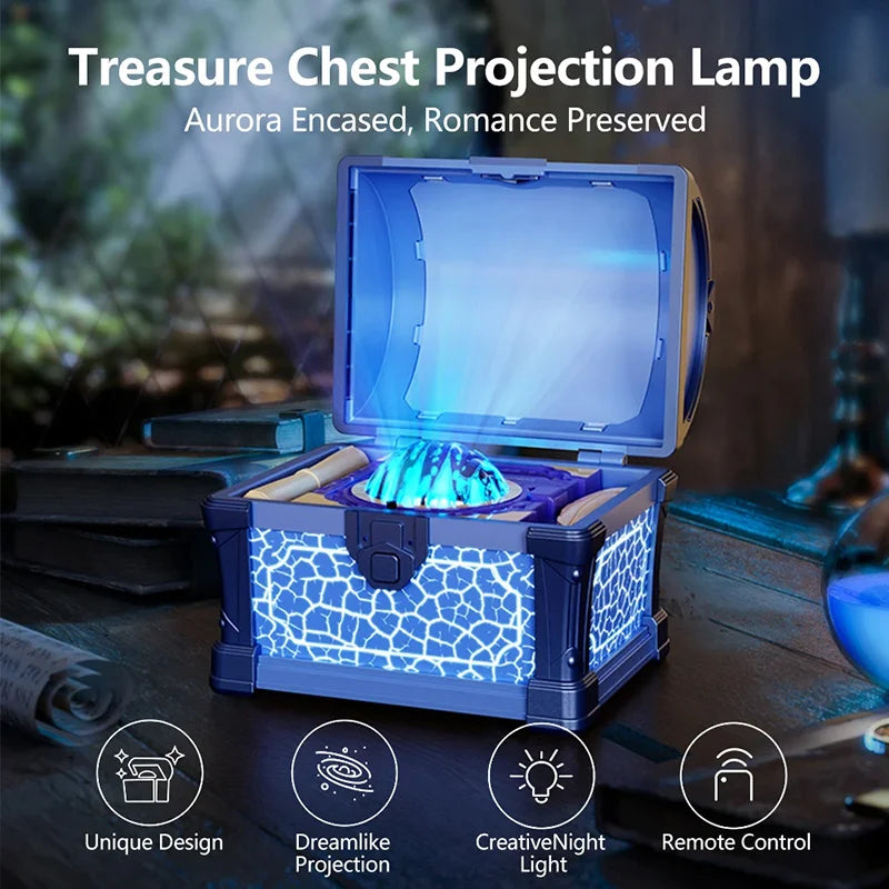 Treasure Chest Projector Night Light Bluetooth Speaker Galaxy Aurora Projection Lamp Ambient Northern Light For Room Decoration Peaceful Pleasures Health and Wellness