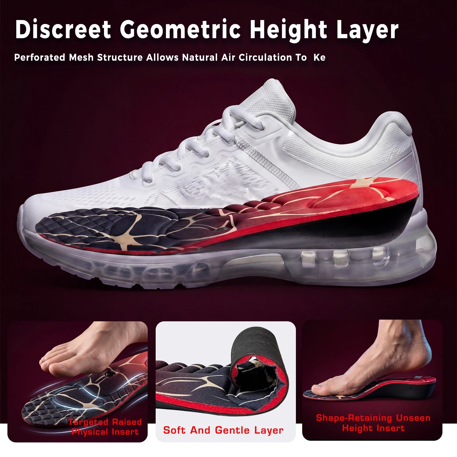 2-5cm Height Increase Insoles for Men and Women, Magnet Massage Invisible Shoe Heel Inserts Lifting Support Pads Peaceful Pleasures Health and Wellness