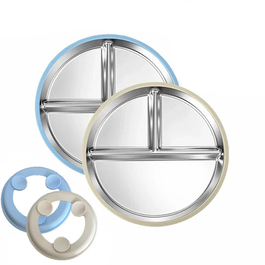 Stainless Steel Baby Suction Plate – BPA-Free, Detachable Silicone Suction Base, 9-Inch, Dishwasher Safe Peaceful Pleasures Health and Wellness