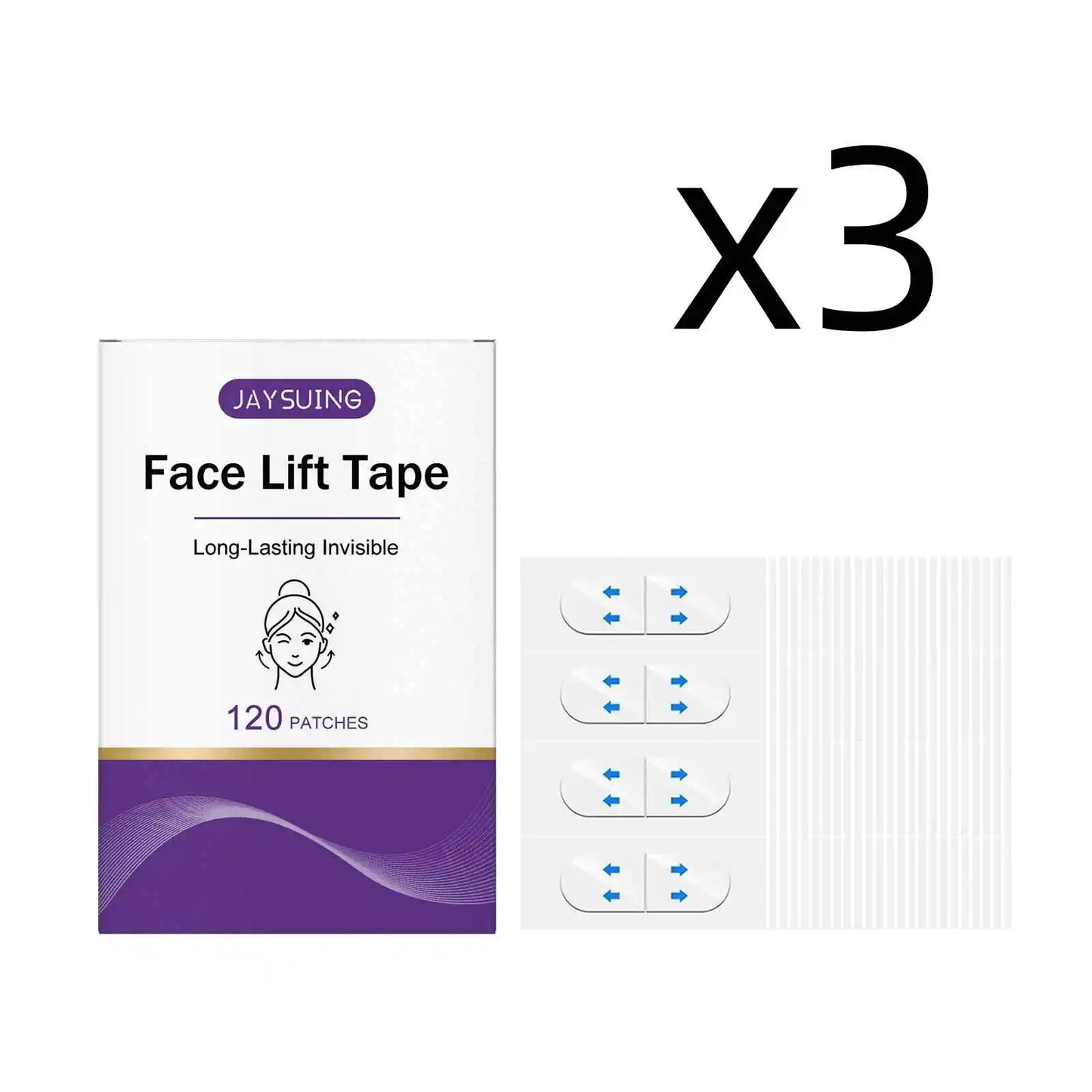 Invisible Firming Face Tape for Skin Tightening and Lifting Peaceful Pleasures Health and Wellness 3x120 Patches 120 Patches
