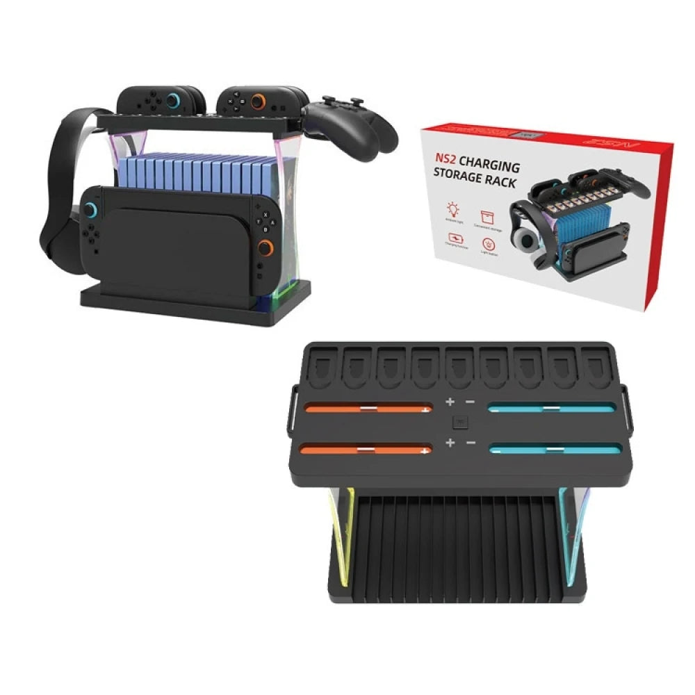 ABS Storage Stand For Switch2 Console Organizer For NS2 Controller Charger Headset Hanger To Store Game Card With RGB Light Peaceful Pleasures Health and Wellness Default Title