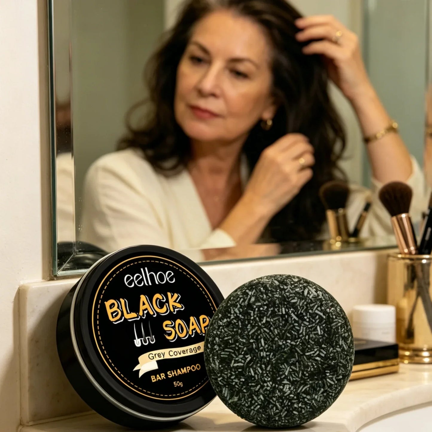 EELHOE Black Soap Natural Shampoo Bar – Gray Hair & Deep Nourish