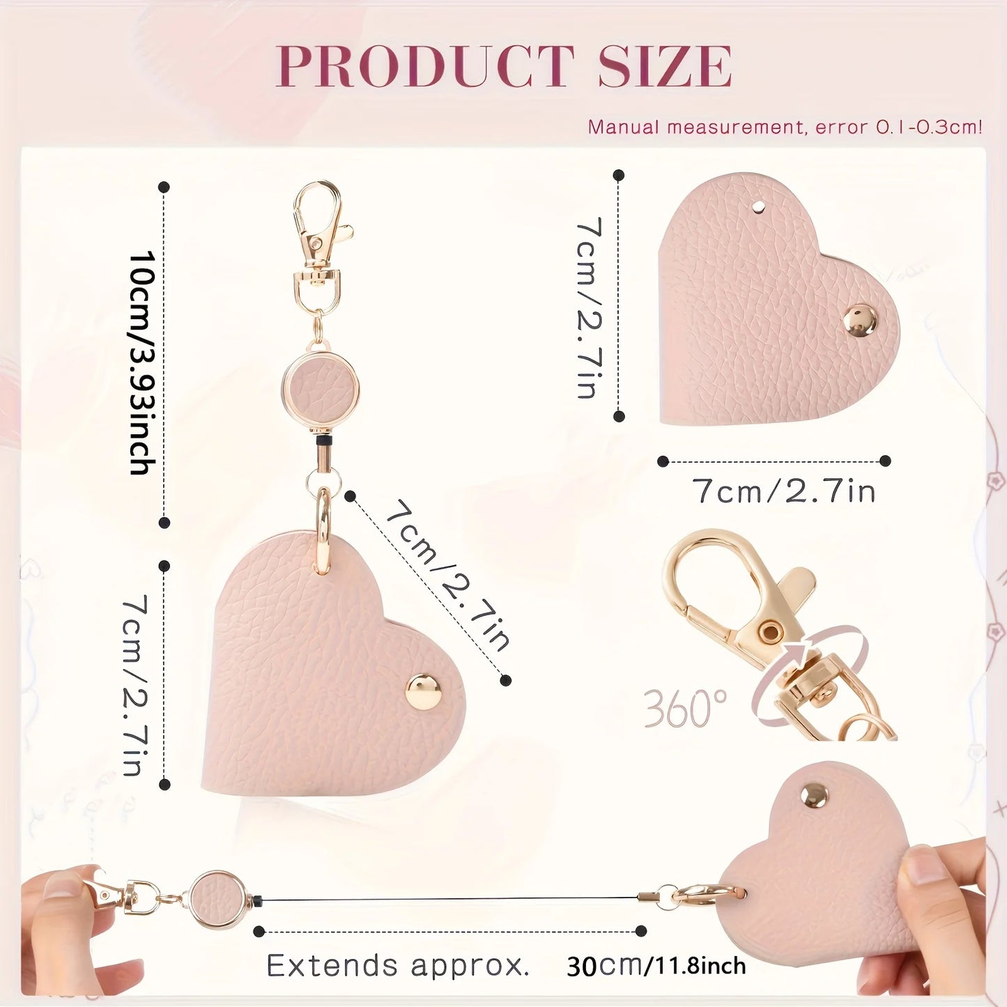 Heart-Shaped Leather Key Bag | Retractable Pull Tab Organizer