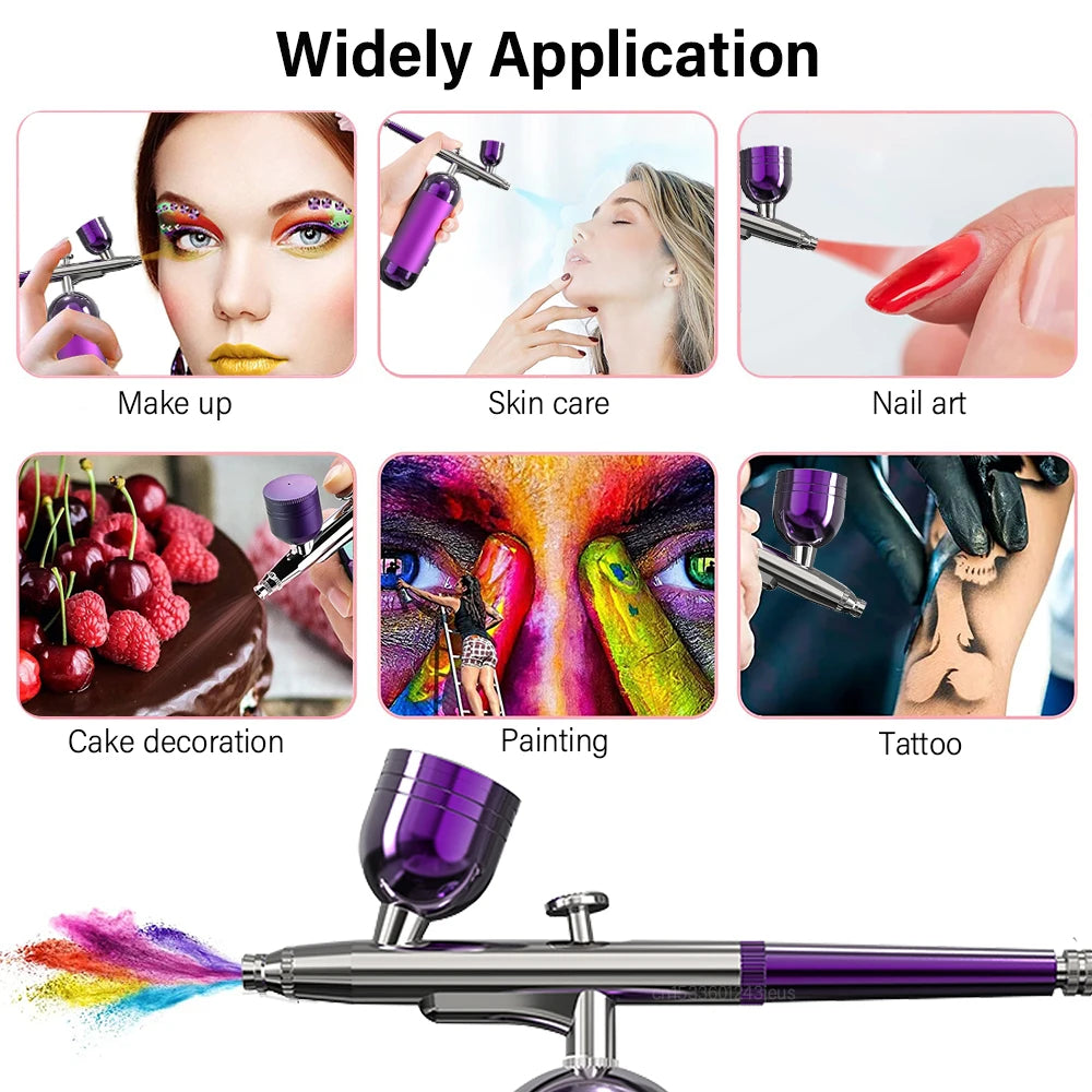 Airbrush with Compressor Airbrush Spray Gun for Painting Modeling Crafts Nail Art Wireless Portable Air Brush Painting Spray Gun Peaceful Pleasures Health and Wellness