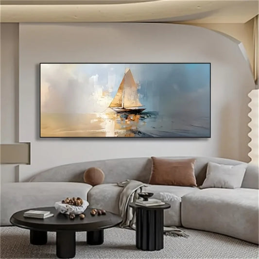 Nautical Sailboat Canvas Wall Art | Vibrant Frameless Painting Canvas Wall Art Peaceful Pleasures Health and Wellness