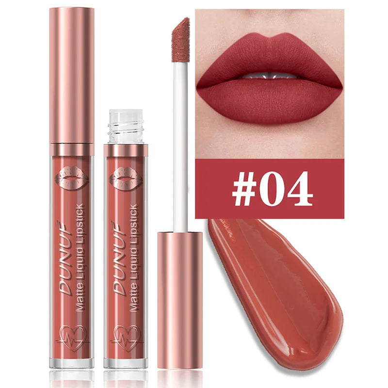 DUNUF 18-Color Matte Velvet Lipstick & Moisturizing Lip Gloss