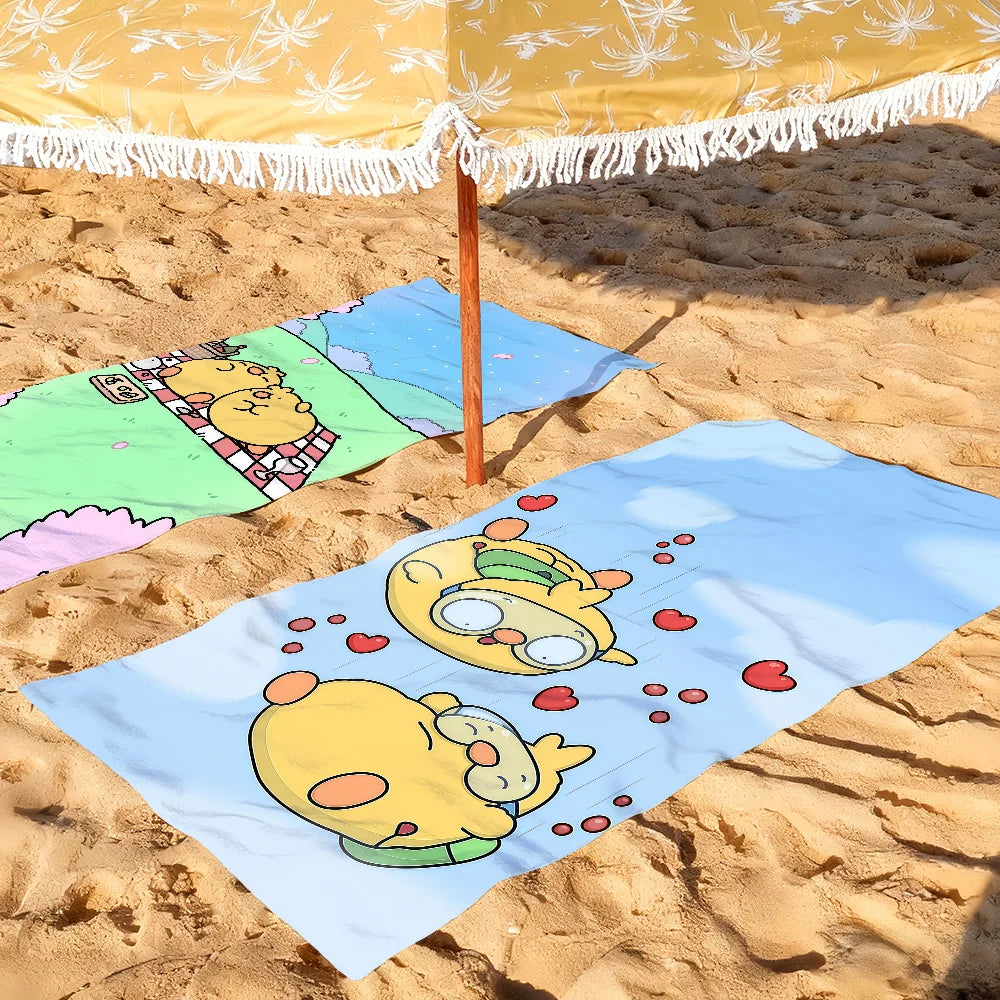Cartoon Print Quick-Dry Beach & Bath Towel | Multi-Use Beach Bath Towel Peaceful Pleasures Health and Wellness