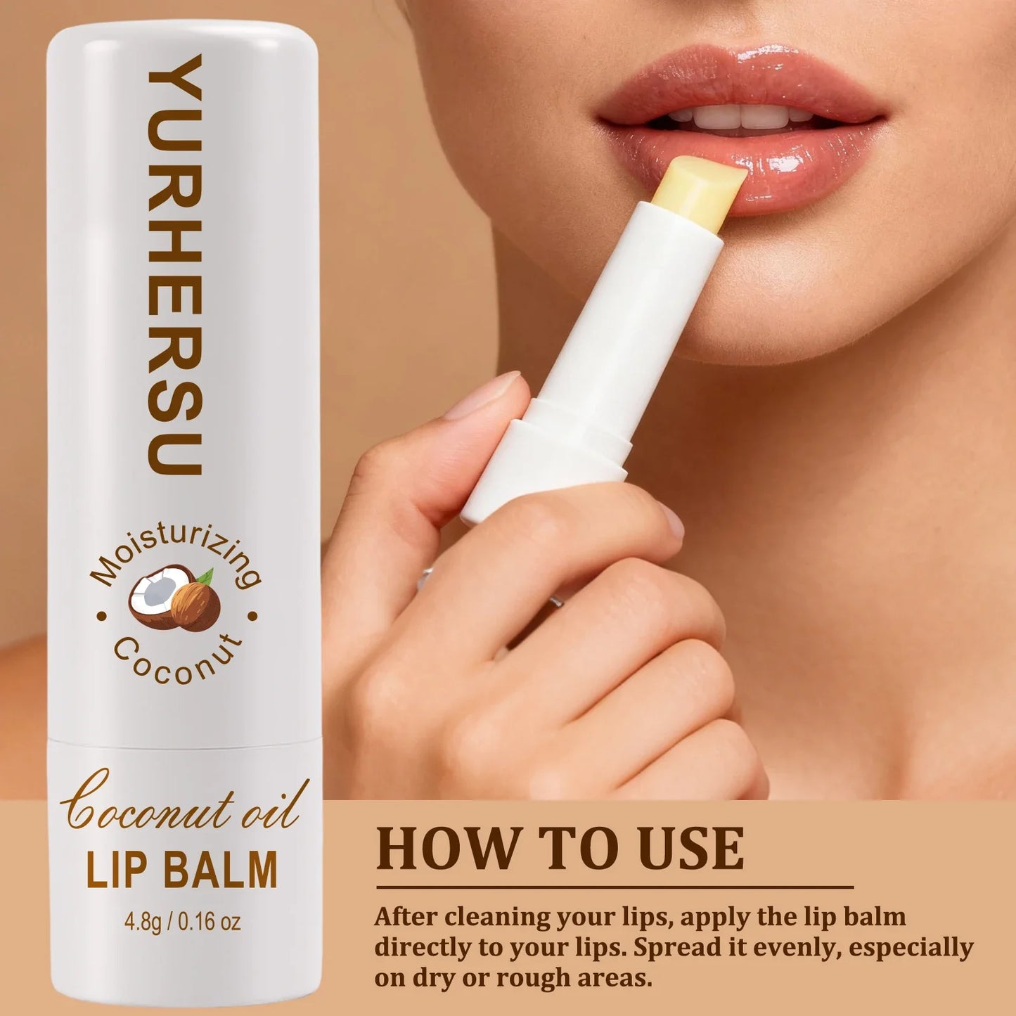 YURHERSU Coconut Oil Lip Balm – Natural Hydration & Moisture