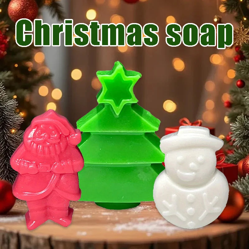 Christmas Handmade Soap Gift Box Set – 3 Festive Shapes