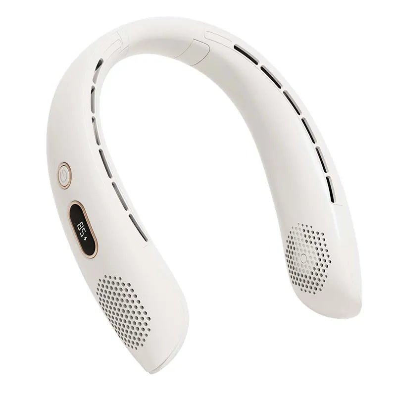 Personal Air Cooler Portable 3-Speed Neck Fan Hands Free Wearable Design Ventilador De Cuello Aire Acondicionado Peaceful Pleasures Health and Wellness WHITE USB Type-C