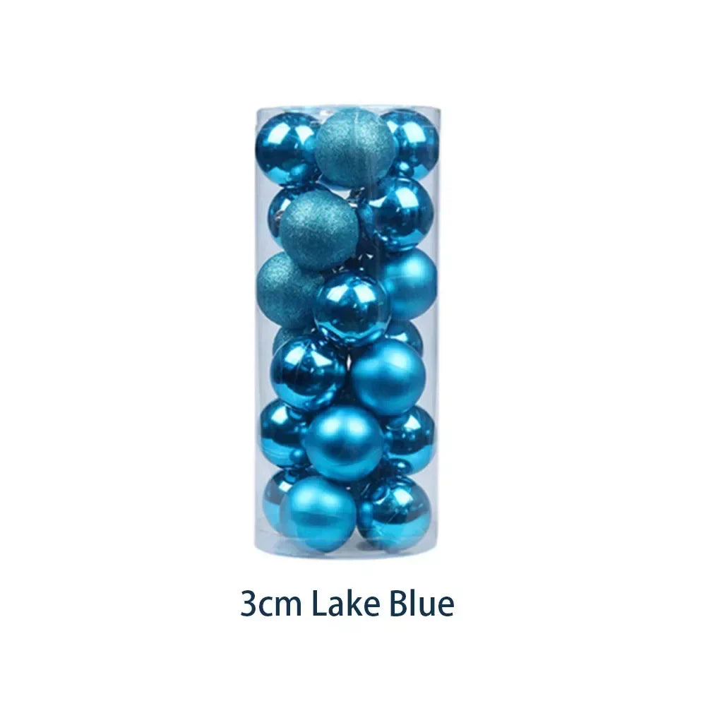 24-Pack 3cm Christmas Ball Ornaments – Shiny, Matte & Glitter