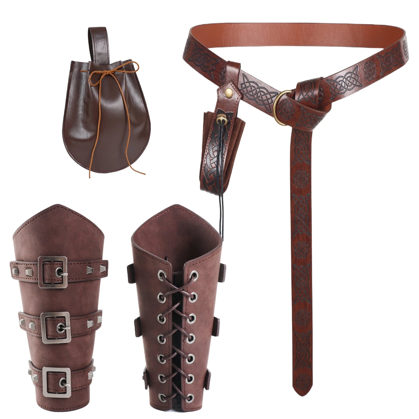 Men Medieval Knight PU Leather Belt Accessories Pouch Universal