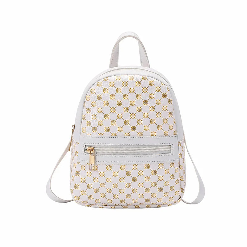 Solid Color Single Shoulder New Trendy Brand PU Women's Handbag Cute Crossbody and Backpack Casual Bag Fresh and Sweet Style Peaceful Pleasures Health and Wellness white