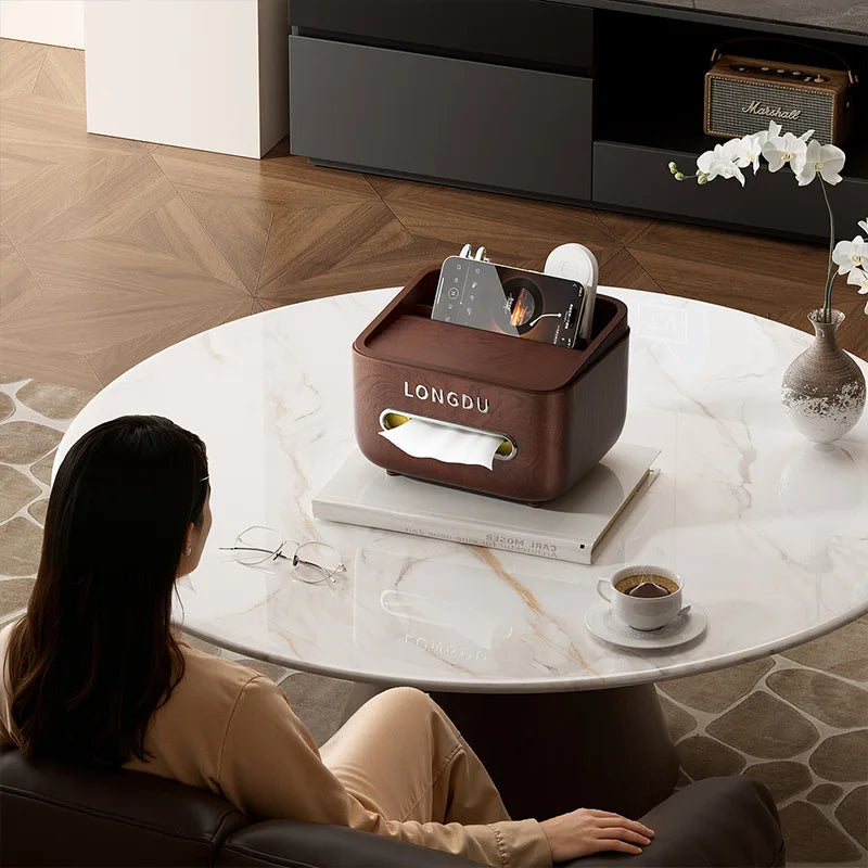 Vintage High Quality Wood Grain Tissue Box Multifunctional Remote Control Holder for Living Room Coffee Table Dining Table Peaceful Pleasures Health and Wellness