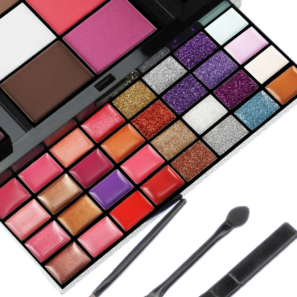 74-Color Professional Makeup Kit – Eyeshadow, Lip Gloss & Blush