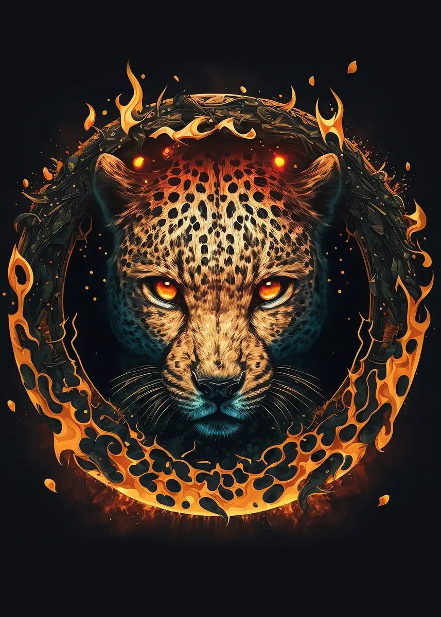 Fire Tiger Lion Wolf Canvas Wall Art | Wild Animals Poster
